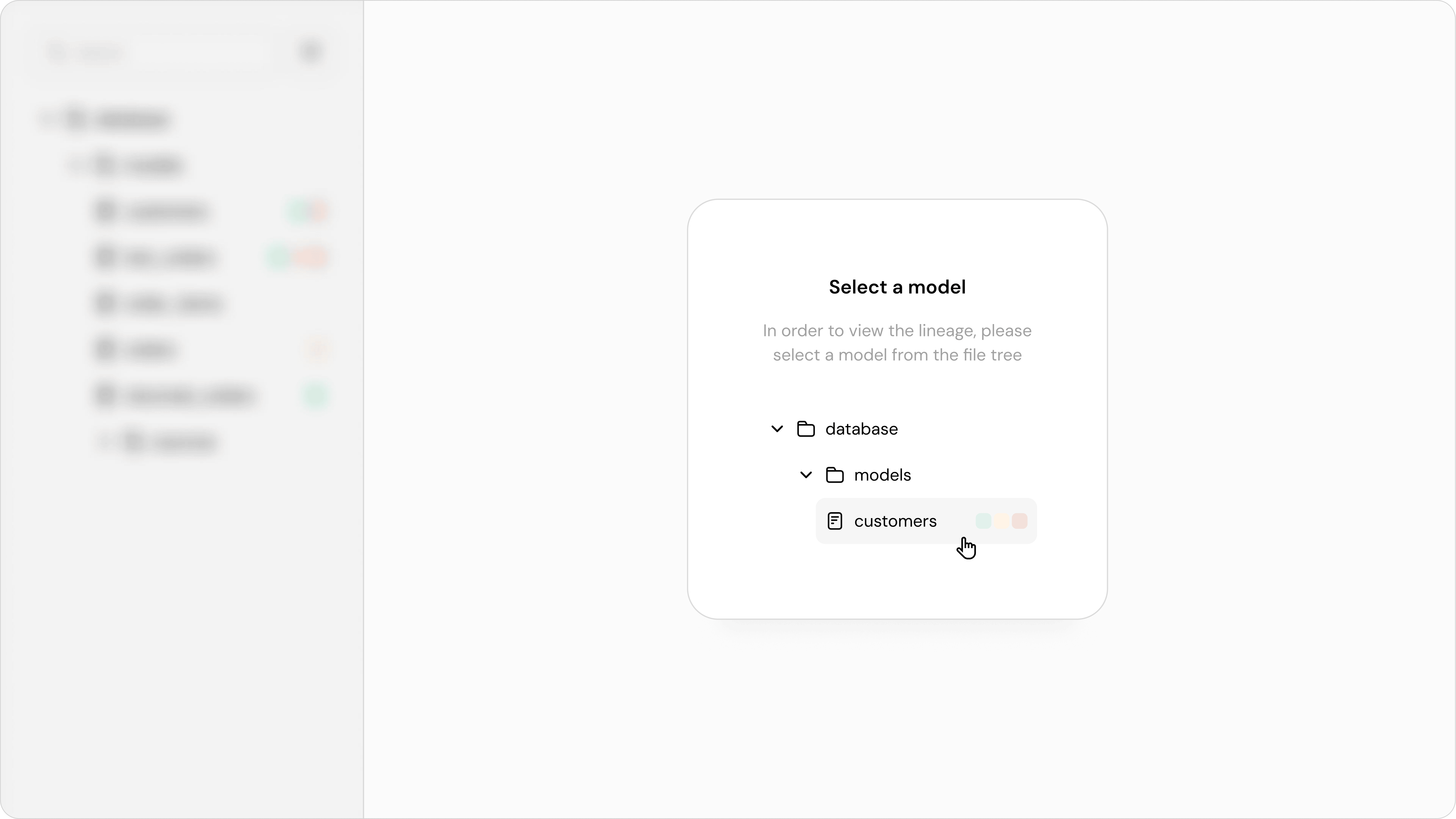 Model-first journey: user selects a model and sees a focused DAG